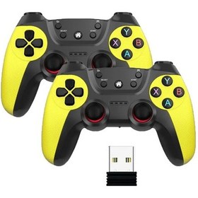 Resim Sarı Gamepad-2-2.4 G Denetleyici Gamepadler Android Kablosuz Joystick Ps3/pc/tv Kutusu/akıllı Telefon Oyun Joystick Süper Konsol X Pro 