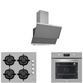 Resim Silverline Gri Cam Ankastre Set (3420 Classy 60+cs5343s01+bo6502s02) 