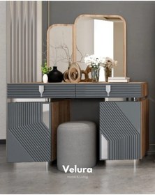 Resim Yuvam Modern Aynalı Şifonyer Krem - Siyah 