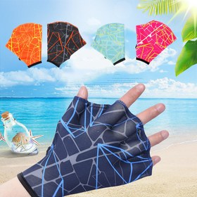Resim 1 Çift Renkli Unisex Kurbağa Tip Yüzme Paletleri Yüzme El Paletleri Parmak Ağırlı Eldivenler Yüzme ve Sörf için Yarım Kesim Tasarımlı S/M/L Yetişkin Su Sporları Yüzme El Paletleri Eldivenleri 