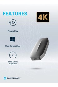 Resim Powerology Mini 4K HDMI Görüntü Yakalama Kartı (Capture Card), Alüminyum Gövdeli, 4K 30Hz Yayın ve Kayıt 