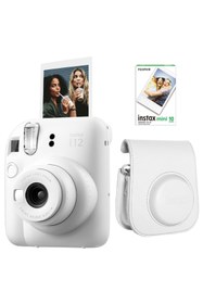 Resim Fujifilm Instax Mini 12 Beyaz Fotoğraf Makinesi 10'lu Film ve Deri Çantalı Seti 