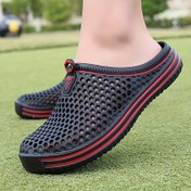 Resim Erkek Slip-On Sandalet - Hafif Nefes Alabilen EVA Açık Ayak Tasarımı, Hızlı Kuruyan Plaj ve Bahçe Terlikleri, Klasik Yaz Giyim, Siyah/Kırmızı Detaylar, Plaj Ayakkabıları, Şık Slipons, Rahat Ayakkabılar 