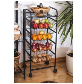 Resim Sebzelik Meyve Sebze Rafı Mutfak Rafı Tekerlekli Raf 5155 