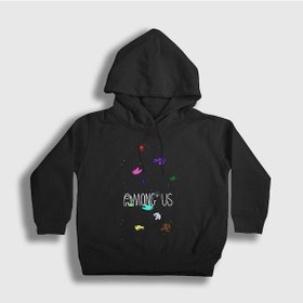 Resim Presmono Unisex Çocuk Space Among Us Kapüşonlu Sweatshirt Siyah 