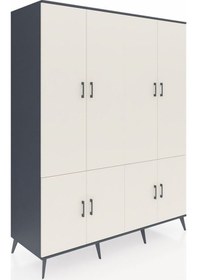 Resim Kronos Gardrop 10 Raflı 8 Kapaklı 176x59x221 Antrasit-aytaşı Aytaşı 