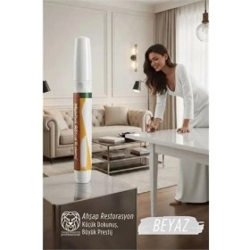 Resim Belle Fusion Mey Ithalat® Beyaz Renk Mobilya Rötüş Kalemi – Lake ve Ahşap Yüzeyler Için Çizik ve Restorasyon Kalemi 