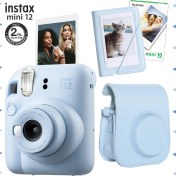 Resim Fujifilm Instax Mini 12 Mavi Fotoğraf Makinesi-10'lu Film-Mini Albüm ve Deri Kılıf Seti 