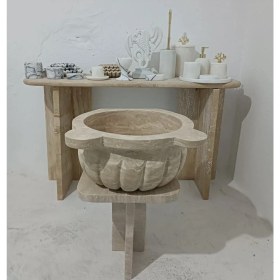 Resim Mermery Traverten Mermer Kavun Dilimli Kurna Doğal Taş Naturelston 