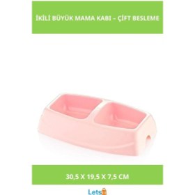 Resim İkili Büyük Mama Kabı 30.5 Cm Plastik Mor Mavi Yeşil Pembe 