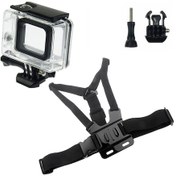 Resim Gopro Hero 7 Su Geçirmez 40m Waterproof Kılıf 4 Parça Gp26 Set 