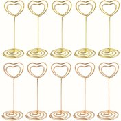 Resim 10 adet Sevgi Kalp Metal Not Tutucu Altın Masa Numarası Tutucu Gül Altın Fotoğraf Tutucu Düğün Parti Not Menü Tutucu Kalp Şekilli Masaüstü Dijital Tutucu Kartvizit Tutucu 
