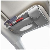 Resim Diğer 3 Lü Aksesuar Seti - Gözlük Tutucu, Güneşlik, Mendil Kutusu Gri, Kullanışlı Gizli Depolama 