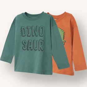 Resim Defacto 2li Dinozor Baskılı Tişört Erkek Bebek G5901a526spbn347 Kahve-bn347 