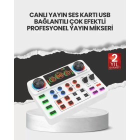 Resim Çok Efektli Canlı Yayın Ses Mikseri USB ve Kablosuz Uyumlu Midastech 