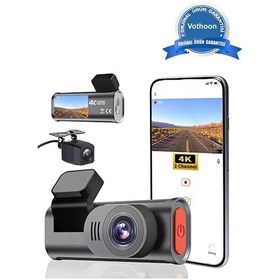 Resim Vtn-d28 4k Wifi Çift Kameralı Araç Kamerası Gece Görüşlü G-sensörlü Dash Cam 170 Derece 