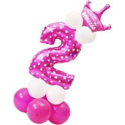 Resim Homyl Tüm Sayılar Taç Balonlar Sütun Seti Doğum Günün Pembe 