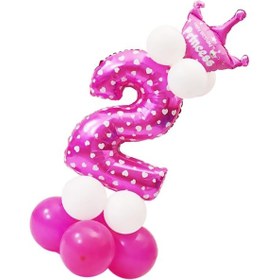 Resim Homyl Tüm Sayılar Taç Balonlar Sütun Seti Doğum Günün Pembe 