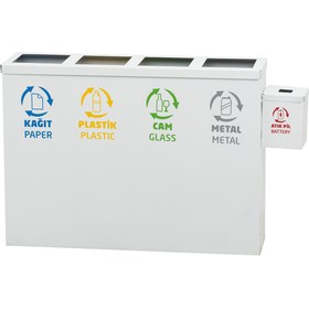 Resim abencelik 4'lü Metal Sıfır Atık Kutusu Geri Dönüşüm Çöp Kovası + Pil Kutusu 