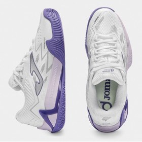 Resim Joma TOPLS2602OM Open Lady Toprak Kort Tenis & Padel Kadın Ayakkabısı - Beyaz/Mor 