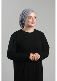 Resim Hürrem Bone Gri Pratik Hazır Geçmeli Tesettür Bone Sandy Büzgülü Salaş 2119 15 Gri 