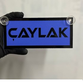 Resim Mavi Renk Üzeri Siyah Renk Çaylak Yazılı Vantuzlu Cam Süsü 