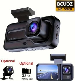 Resim Xuweiwei 2 Lens Without Card Araç Kamerası 1080p Ön 720p İçi Arka Görüş Gece Vizyonu G-sensor Döngü Kayıt Park Monitörü 