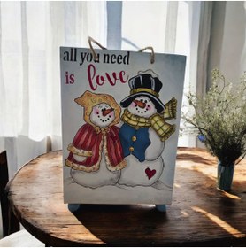 Resim Lotus El Cizimi El Boyaması Ahşap Dergilik Gazetelik Ahşap Çanta Kardan Adam KardanKadın Dekoratif Çanta 