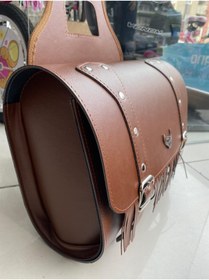 Resim Armodi Motosiklet Deri Yan Heybe Çanta Seti Kahverengi 