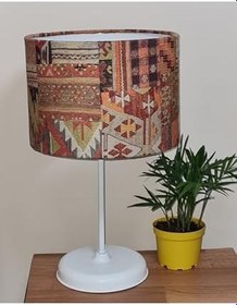 Resim TEKAY AYDINLATMA Çul Kilim Desenli El Yapımı Otantik Abajur E 27 Duy açıkkahve 