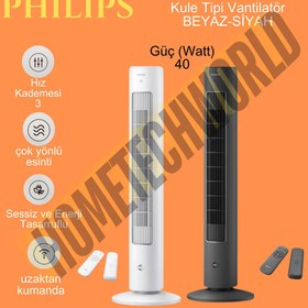 Resim Philips Beyaz 5000 Serisi Cx553 Kule Tipi Fanlı Vantilatör 