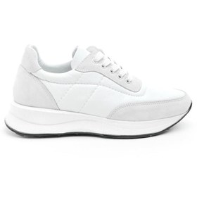 Resim Derinet Hakiki Deri Bağcıklı Yüksek Taban Kadın Sneaker 