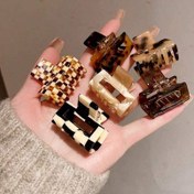 Resim 6 Parça Şık ve Zarif Leopar Desenli & Ekose Asetat Saç Tokası Seti, Kadınların Yarım Topuz Saç Modelleri İçin Mükemmel 