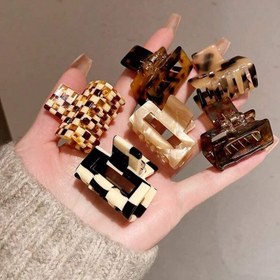 Resim 6 Parça Şık ve Zarif Leopar Desenli & Ekose Asetat Saç Tokası Seti, Kadınların Yarım Topuz Saç Modelleri İçin Mükemmel 