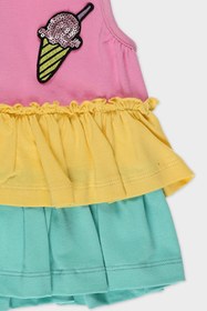 Resim Panço Kız Bebek Blok Renkli Fırfırlı Pembe Atlet 