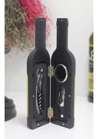 Resim Şişe Tirbuşon Seti Küçük Siyah Alk2630 Renkli Çok Renkli 