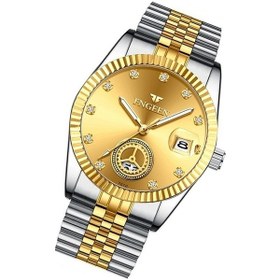 Resim Fastbuy Fngeen 7010 Orta Yaşlı Ve Yaşlı Erkekler İçin Aydınlık Takvim Kuvars Saat, Altın Yüzey, Çok Renkli Çok Renkli 