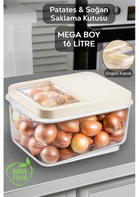 Resim Meleni Home Sürgülü Kapak Sebzelik Patates Soğan Sebze Saklama Kabı Erzak Saklama Kabı Krem 16 L 