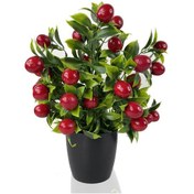 Resim Yapay Çiçek Kiraz Ağacı Siyah Saksıda Kiraz 30cm 