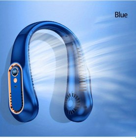 Resim Hızlı Ayarlanabilir Boyun Vantilatörü, Usb İle Şarj Edilebilir Mavi 