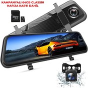 Resim Wevolt MB-500 10" 2,5d Class Dokunmantik Ekran Araç Içi Çift Kamera Gece Görüşlü. Araç Kamera.hafıza Kartlı 