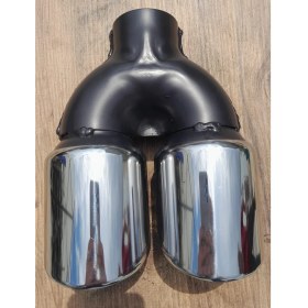 Resim Egzozcum 90 Lık Çiftli Krom Önü Kesik Eşit 