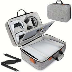 Resim PS5 Güçlü Polyester Seyahat Çantası - Çıkarılabilir Askılı, Fermuarlı Kapatma ve Konsol, Kontroller ve Aksesuarlar İçin İç Organizatör, Oyun Oynarken İdeal, PS5 Aksesuarları | Az Katı Tasarım | Dayanıklı Fermuar Kapatma, PS5 Seyahat Çantası 