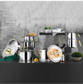 Resim Dıamond Paslanmaz Çelik 18 Parça Çeyiz Seti Gold Altın 