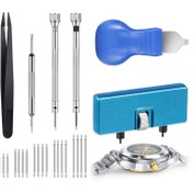 Resim 26 Parça Saat Tamir Kiti, Saat Arka Kapak Çıkarıcı, Kasa Açacağı, Tutucu, Açma Cımbızı, Yaylı Bar Pençe ile Saat Pil Değiştirme Alet Seti, Hediye İçin İdeal 