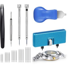 Resim 26 Parça Saat Tamir Kiti, Saat Arka Kapak Çıkarıcı, Kasa Açacağı, Tutucu, Açma Cımbızı, Yaylı Bar Pençe ile Saat Pil Değiştirme Alet Seti, Hediye İçin İdeal 