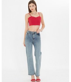 Resim Kutaf Açık Mavi Yüksek Bel Geniş Paça Bol,salaş Palazzo Jeans Mavi 