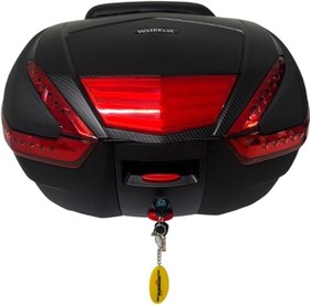 Resim WHEELIE XT68-B 48 Litre Motosiklet Arka Çanta Siyah Su Geçirmez Tak Çıkart Özellikli ABS Top Case Üniversal 