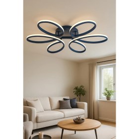 Resim Antrasit Renk Modern Tasarım Yatak Odası -Salon-Mutfak Gün Işığı ve Beyaz(Çift Renk) LED Avize 