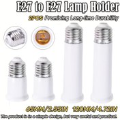 Resim 2 adet E27'den E27'ye Vida Soket Ampul Uzatıcı Lamba Başlıkları, 65mm ve 120mm Ölçüsünde, LED Ampul Tabanı Dönüşümü için Tasarlanmış., Tavan Liner Römork Veranda Bağlantı, E26 Düzden E27 Nugget Konu Bağlantı, Standart Aşağı Işıklar Donanımları Tip Manyetik Lamba Bağlantı Klipsi Flanş Asma Naylon Başlık Deliği Endüstriyel Römork Kiti Kamyon için 